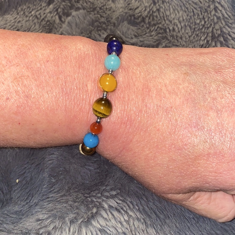 Chakra Lava Rock Stretch Bracelet NWT
